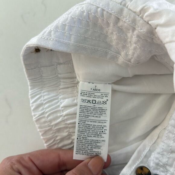 Janie and Jack Linen-Cotton Button Short in White Size 7 Girls - Picture 7 of 8